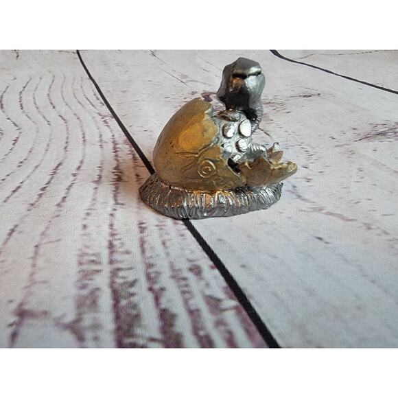 vintage pewter Figurine TURTLE Hatching Golden Egg - Picture 3 of 6